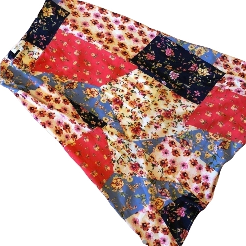 Gilli Patchwork Multi Print Midi Skirt Small